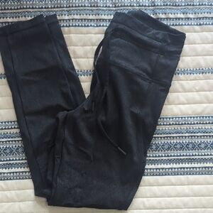 ZYIA Black Shimmer Drawstring Luxe Leggings Sz 2